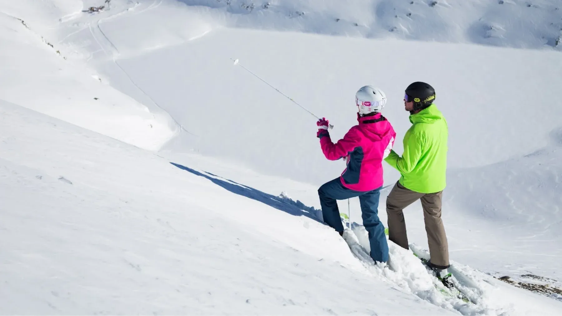 couple the slopes on a sunny day