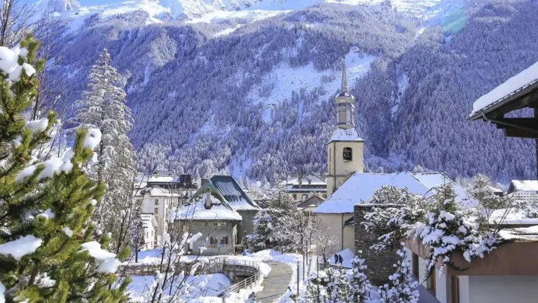 The town of Chamonix France on a sunny winters day