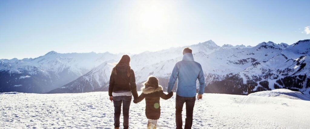 Family-Walk-Toward-The-Sunset